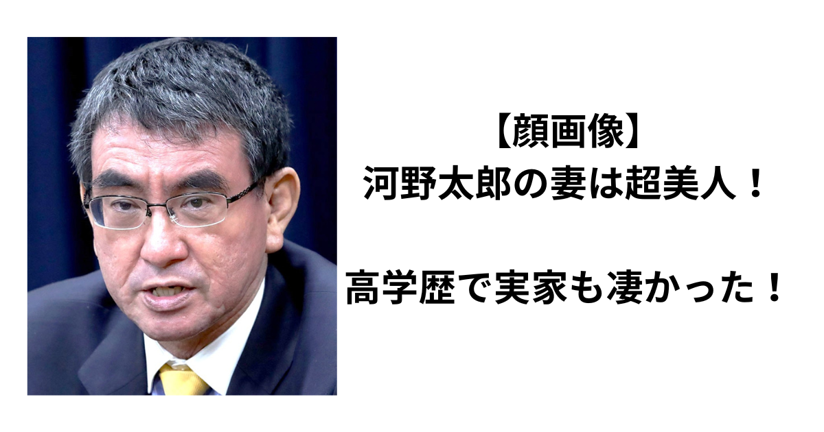 【顔画像】河野太郎の妻は超美人！高学歴で実家も凄かった！